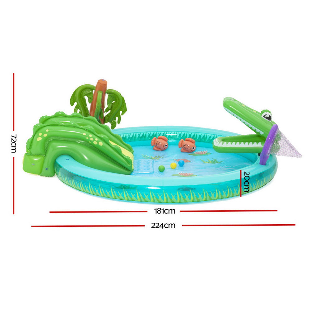 Bestway Kids Inflatable Splash Play Pool with Slide Ball Crocodile Fishing Net BW-POOL-PLAY-53166