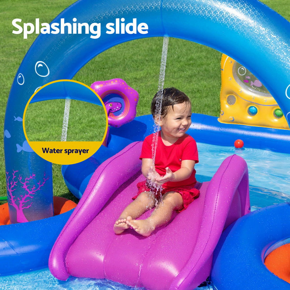 Bestway Kids Inflatable Play Splash Pool with Slide Ball Tossing Toys Coral Basket BW-POOL-PLAY-53167
