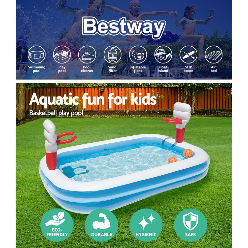 Bestway Kids Pool 251x168x102cm Inflatable Above Ground Swimming Play Pools 636L BW-POOL-PLAY-54122