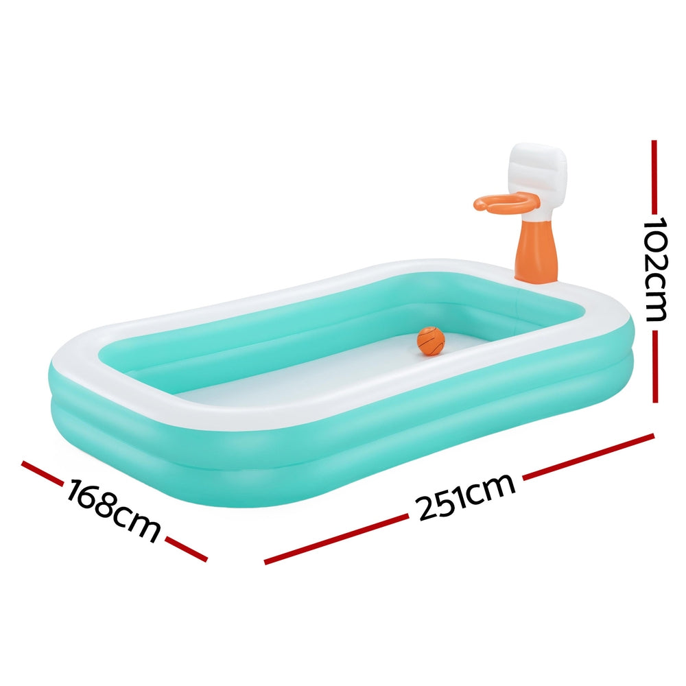 Bestway Kids Inflatable Pool Above Ground Play Pools Basketball Hoop 251x168cm BW-POOL-PLAY-54445