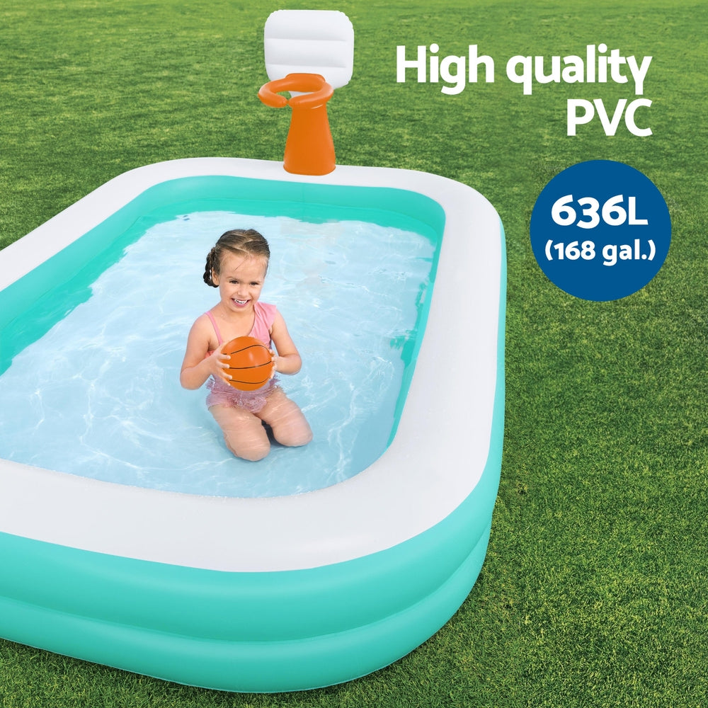Bestway Kids Inflatable Pool Above Ground Play Pools Basketball Hoop 251x168cm BW-POOL-PLAY-54445