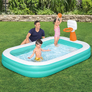 Bestway Kids Inflatable Pool Above Ground Play Pools Basketball Hoop 251x168cm BW-POOL-PLAY-54445