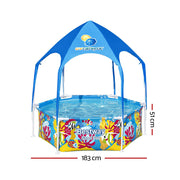 Bestway Kids Pool 183x51cm Steel Frame Swimming Play Pools Canopy 930L BW-POOL-PLAY-5618S