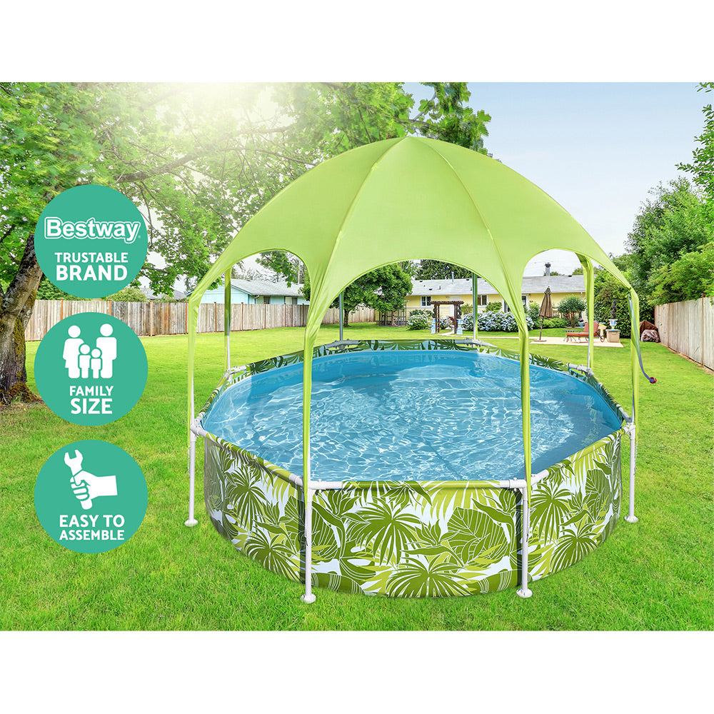 Bestway Kids Pool 244x51cm Steel Frame Swimming Play Pools Canopy 1688L BW-POOL-PLAY-56543