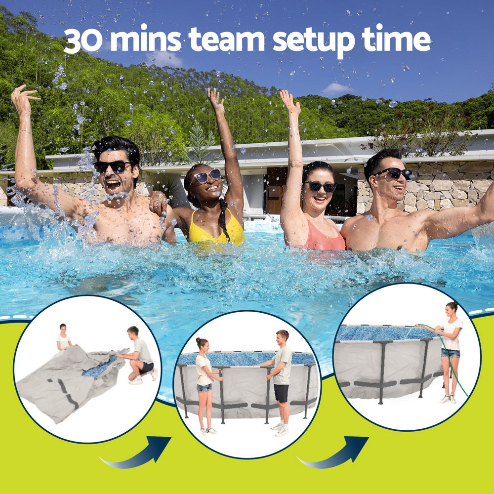 Bestway 366cm Swimming Pool Above Ground Pools Round Filter Pump Cover Ladder BW-POOL-R-366CM-56421