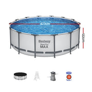 Bestway Swimming Pool 427x427x122cm Steel Frame Above Ground Pools Round Filter Pump Ladder BW-POOL-R-427-5612Y