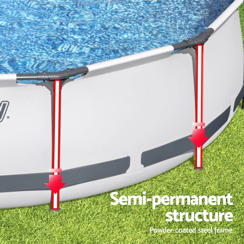 Bestway Swimming Pool 427x427x122cm Steel Frame Above Ground Pools Round Filter Pump Ladder BW-POOL-R-427-5612Y