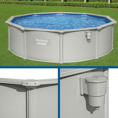 Bestway Swimming Pool Steel Frame Round Pool Set 457cm w/ Filter Ladder 17430L BW-POOL-R-460-56385
