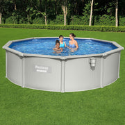 Bestway Swimming Pool Steel Frame Round Pool Set 457cm w/ Filter Ladder 17430L BW-POOL-R-460-56385