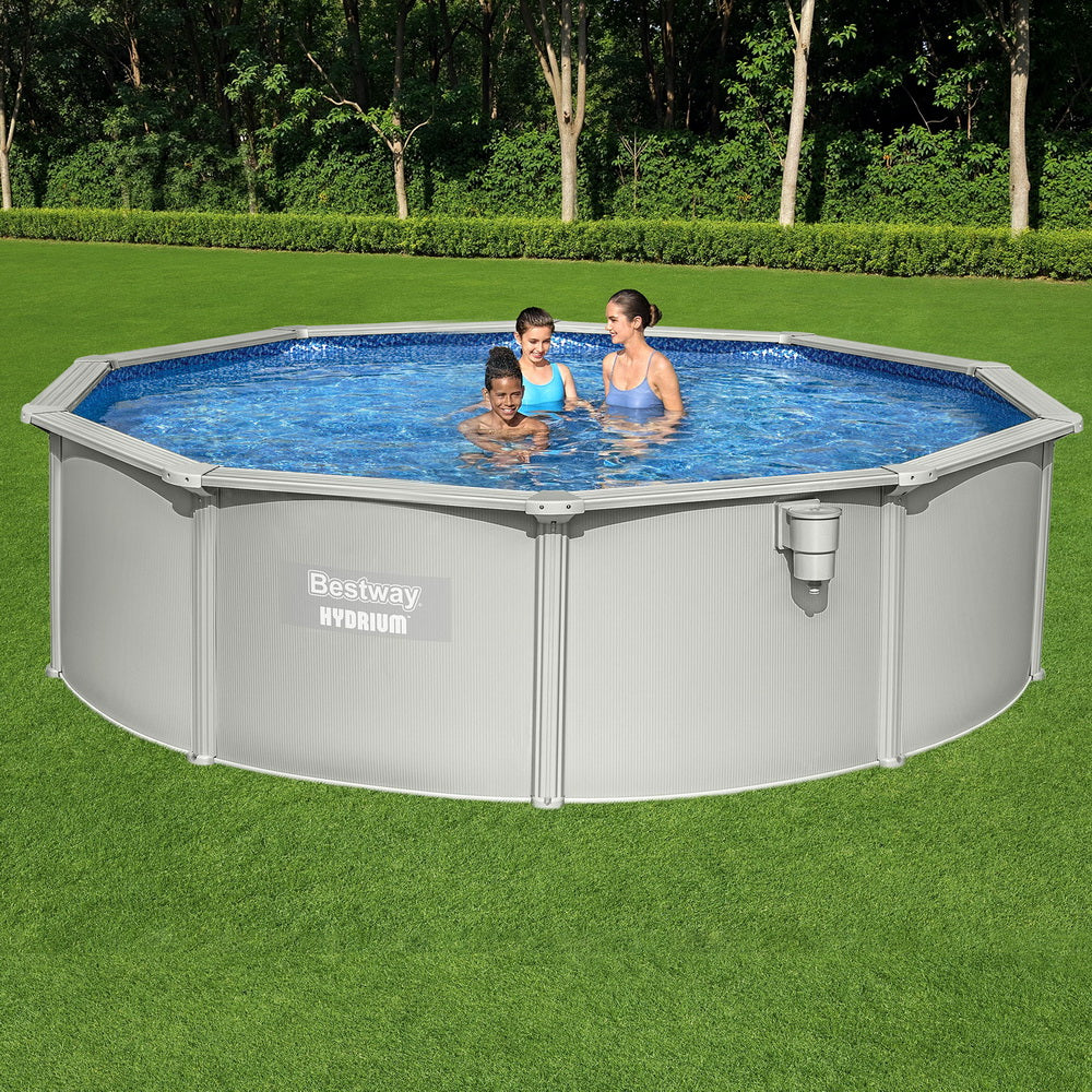 Bestway Swimming Pool Steel Frame Round Pool Set 457cm w/ Filter Ladder 17430L BW-POOL-R-460-56385