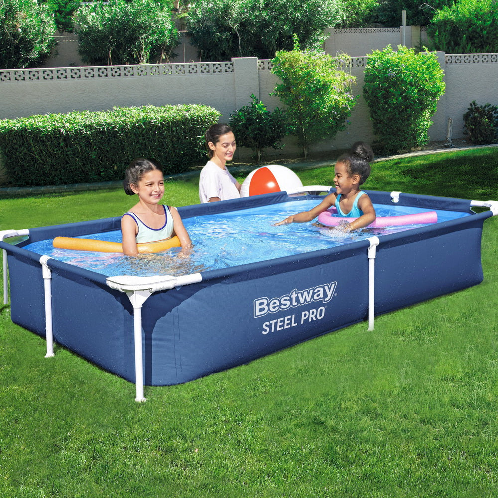 Bestway Swimming Pool 221x150x43cm Steel Frame Above Ground Pools 1200L BW-POOL-SQ-259-56545