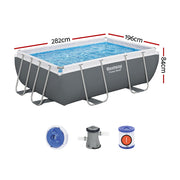 Bestway Swimming Pool 282x196x84cm Steel Frame Above Ground Pools Filter Pump 3662L BW-POOL-SQ-282-56631