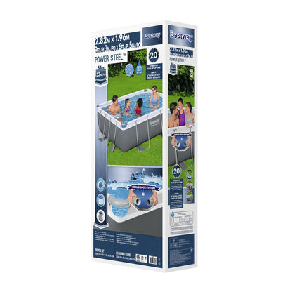 Bestway Swimming Pool 282x196x84cm Steel Frame Above Ground Pools Filter Pump 3662L BW-POOL-SQ-282-56631