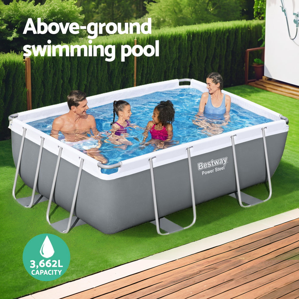 Bestway Swimming Pool 282x196x84cm Steel Frame Above Ground Pools Filter Pump 3662L BW-POOL-SQ-282-56631