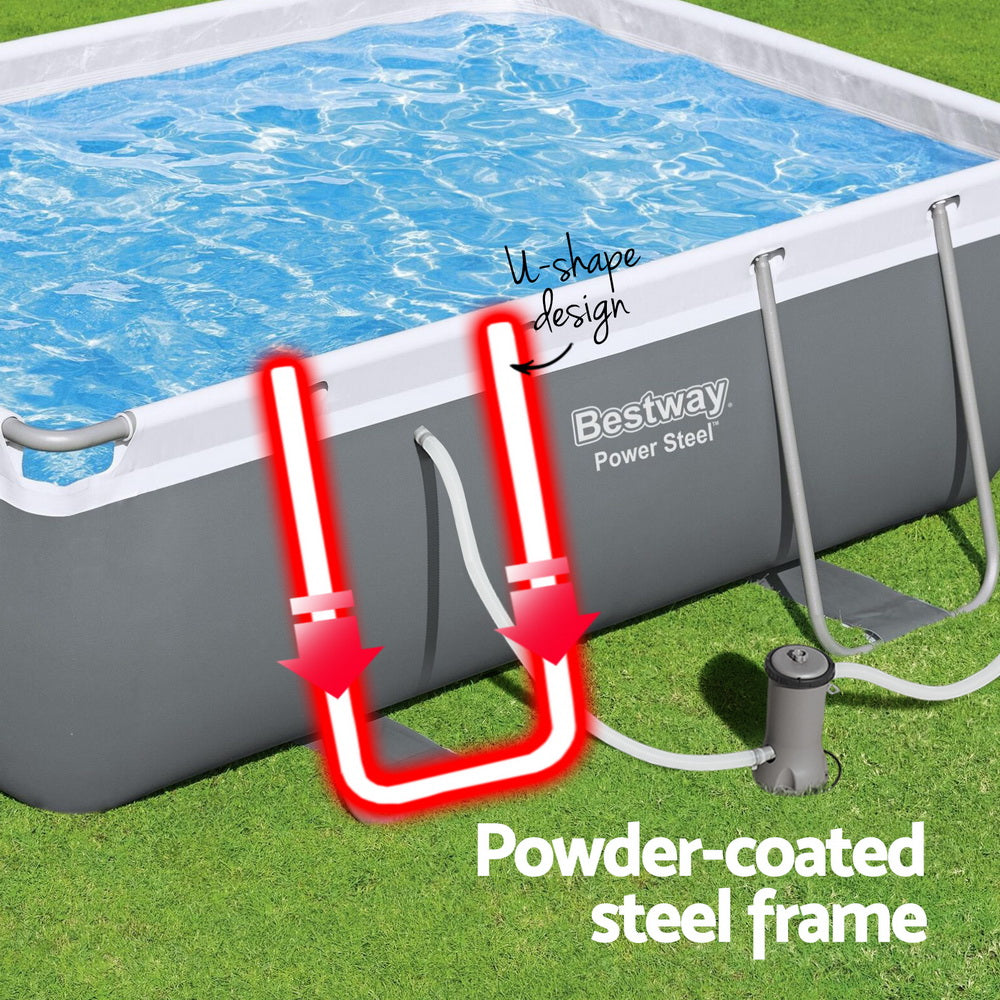 Bestway Swimming Pool 282x196x84cm Steel Frame Above Ground Pools Filter Pump 3662L BW-POOL-SQ-282-56631