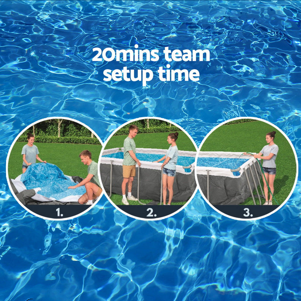 Bestway Swimming Pool 282x196x84cm Steel Frame Above Ground Pools Filter Pump 3662L BW-POOL-SQ-282-56631