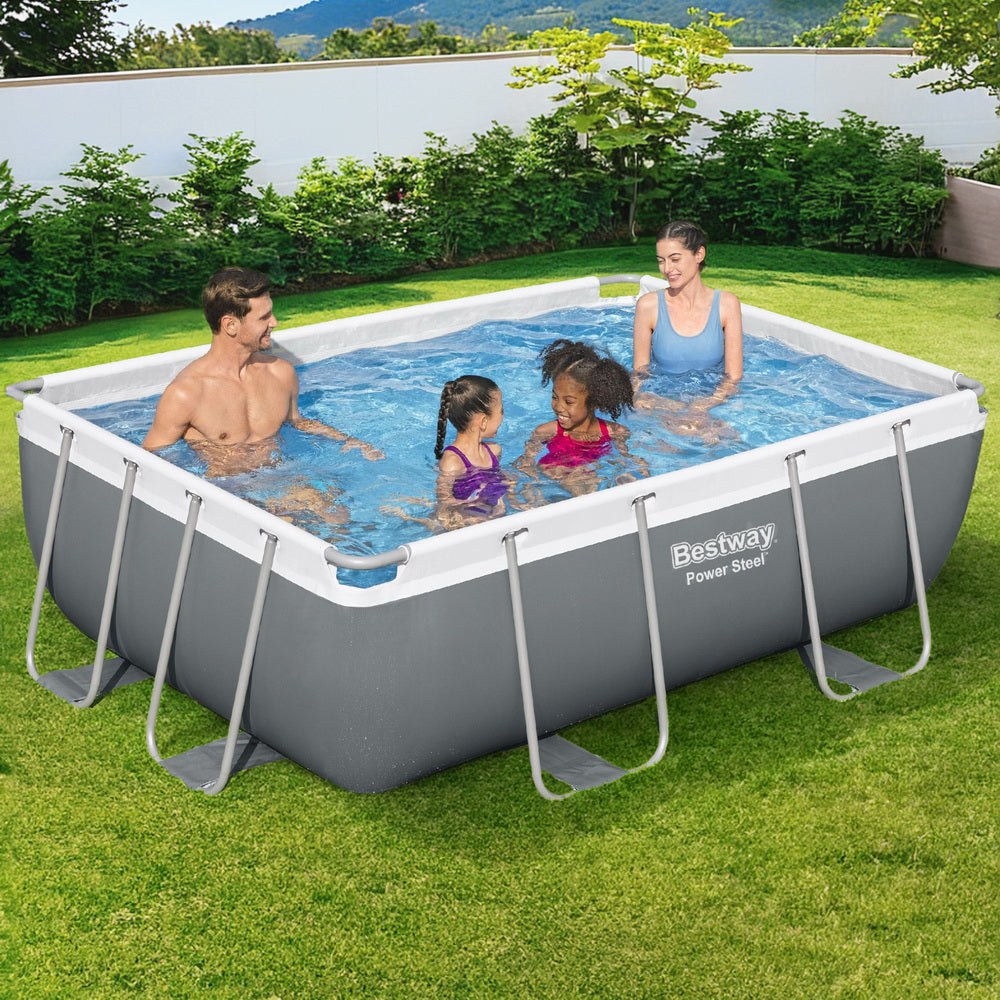 Bestway Swimming Pool 282x196x84cm Steel Frame Above Ground Pools Filter Pump 3662L BW-POOL-SQ-282-56631