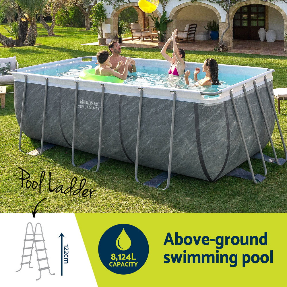 Bestway Swimming Pool 412x201x122cm Steel Frame Pool Set w/Pump Ladder BW-POOL-SQ-412-56728