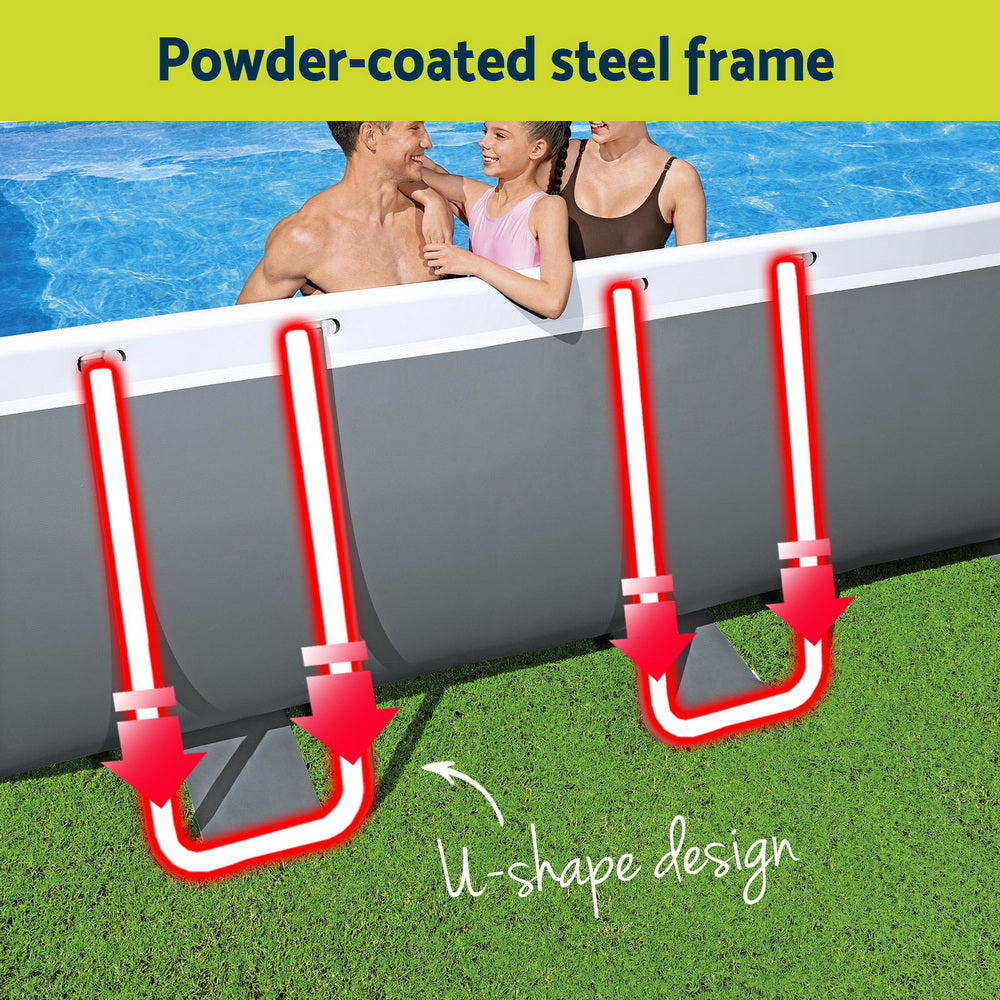 Bestway Swimming Pool Steel Frame Pool Set w/ Filter Pump Ladder Cover 488x244cm BW-POOL-SQ-488-56672