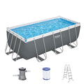Bestway Swimming Pool 412x201x122cm Steel Frame Above Ground Pools Filter Pump Ladder 8124L BW-POOL-SQ-4M-56458