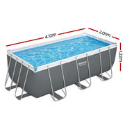 Bestway Swimming Pool 412x201x122cm Steel Frame Above Ground Pools Filter Pump Ladder 8124L BW-POOL-SQ-4M-56458
