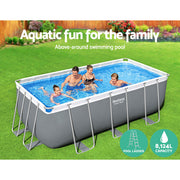 Bestway Swimming Pool 412x201x122cm Steel Frame Above Ground Pools Filter Pump Ladder 8124L BW-POOL-SQ-4M-56458