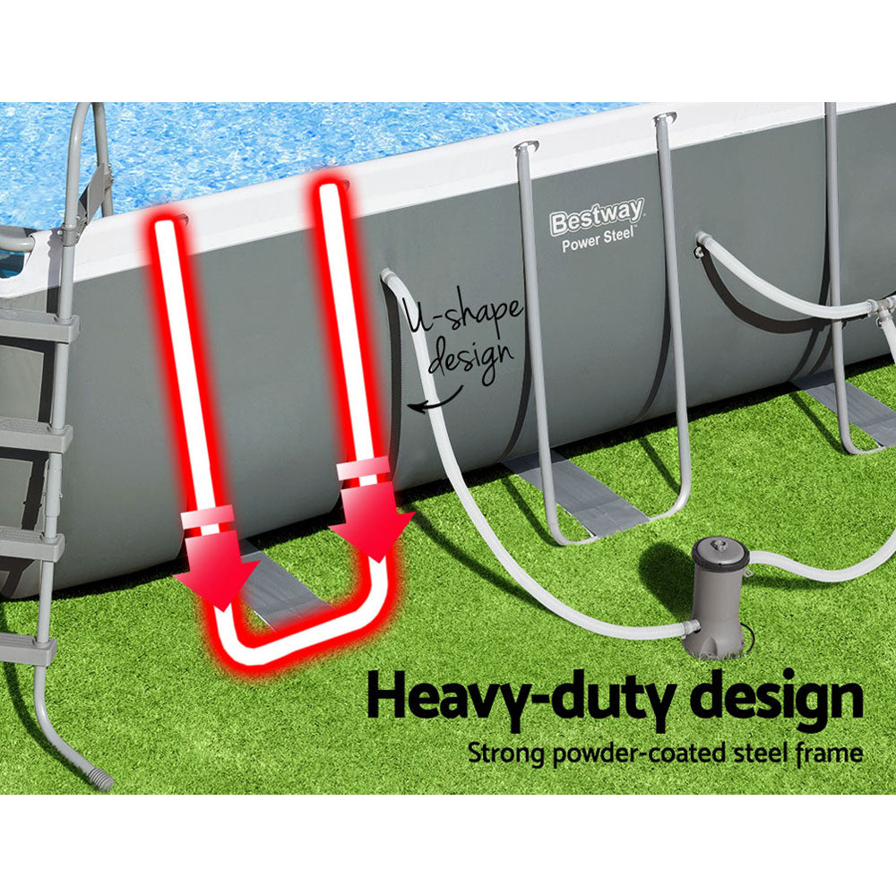 Bestway Swimming Pool 412x201x122cm Steel Frame Above Ground Pools Filter Pump Ladder 8124L BW-POOL-SQ-4M-56458
