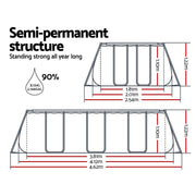 Bestway Swimming Pool 412x201x122cm Steel Frame Above Ground Pools Filter Pump Ladder 8124L BW-POOL-SQ-4M-56458