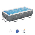 Bestway Swimming Pool 404x201x100cm Steel Frame Above Ground Pools Filter Pump Ladder 6478L BW-POOL-SQ-4M-56660