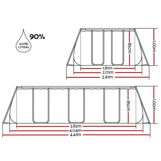 Bestway Swimming Pool 404x201x100cm Steel Frame Above Ground Pools Filter Pump Ladder 6478L BW-POOL-SQ-4M-56660