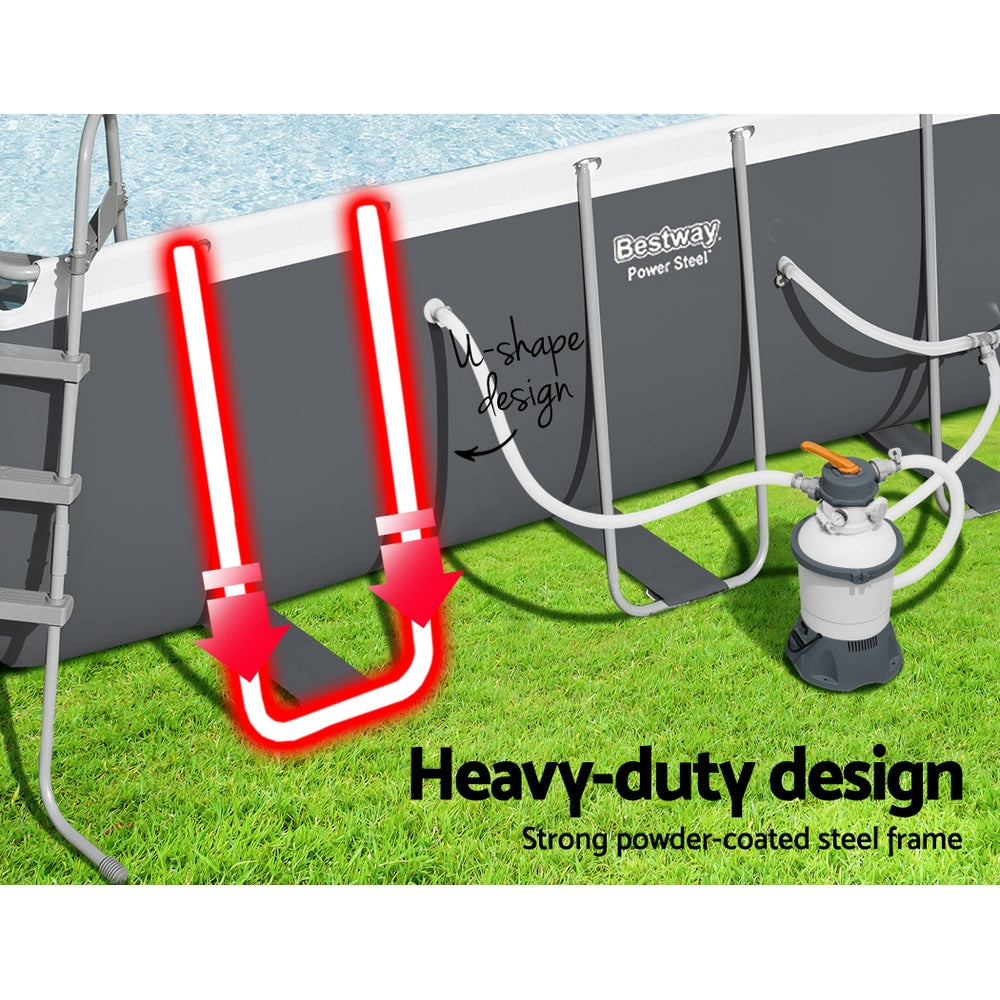 Bestway Swimming Pool 404x201x100cm Steel Frame Above Ground Pools Filter Pump Ladder 6478L BW-POOL-SQ-4M-56660