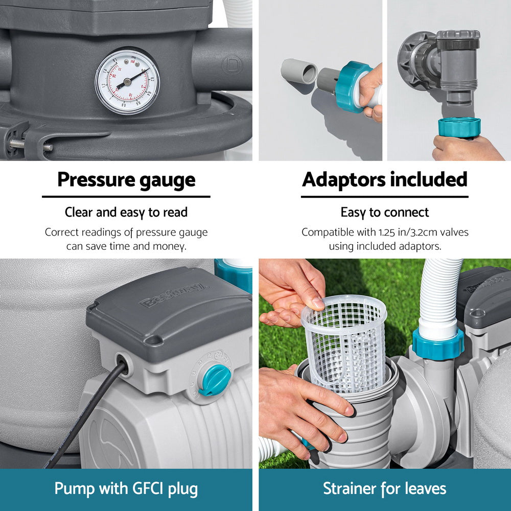 Bestway Pool Pump Sand Filter 2200GPH 8327L/H Pools Flowclear Filters BW-SAND-2000-58499