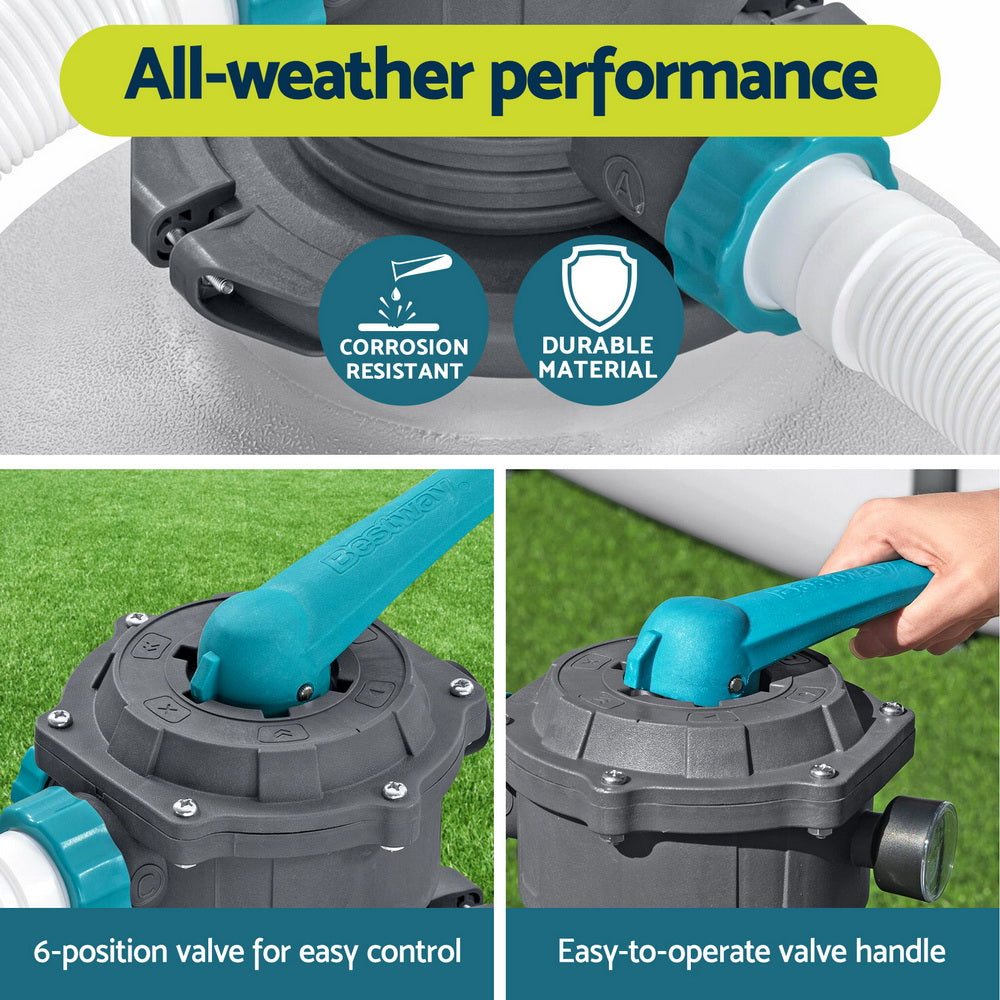 Bestway Pool Pump Sand Filter 3000GPH 11355L/H Pools Flowclear Filters BW-SAND-3000-58486