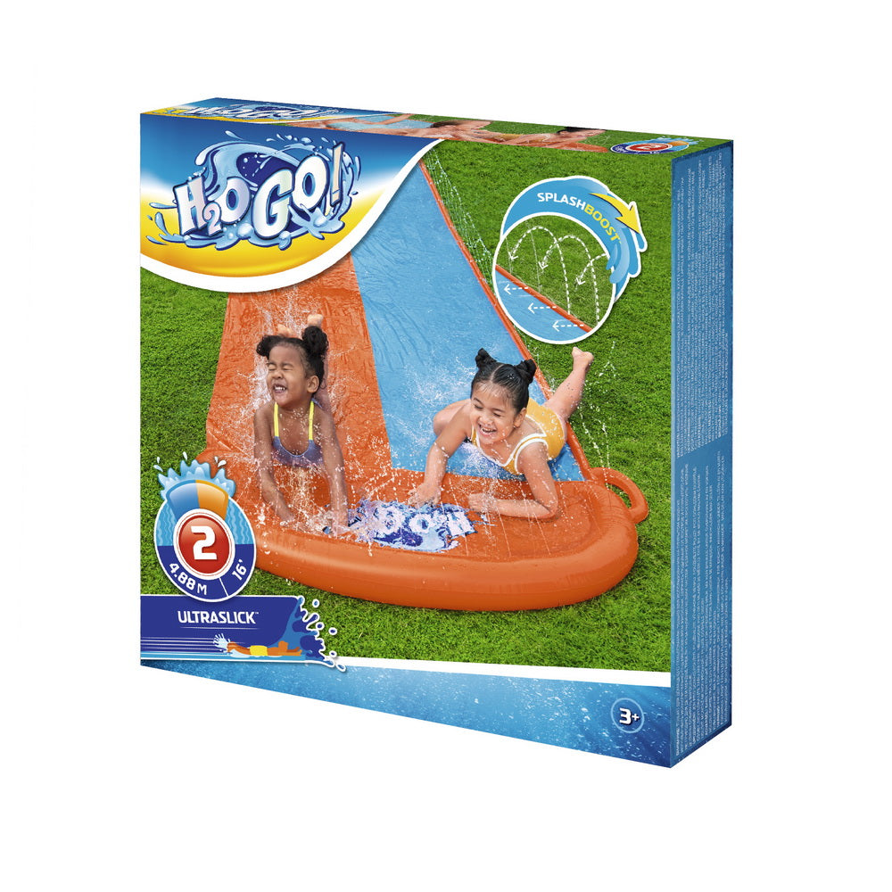 Bestway Water Slide Kids Slip 488cm Dual Slides Inflatable Splash Pad BW-SLIDE-D-52328