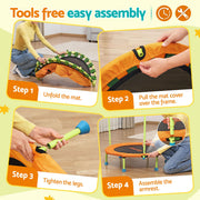 Bestway 36inch Kids Trampoline Foldable Rebounder Fitness for Ages 3+ Orange BW-TRAMPO-59100