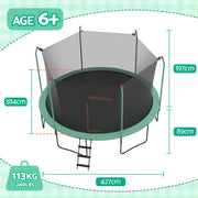 Bestway 14ft Trampoline Kids Rebounder Safety Net Enclosure Outdoor Fitness 4.27m for Ages 6+ BW-TRAMPO-59105