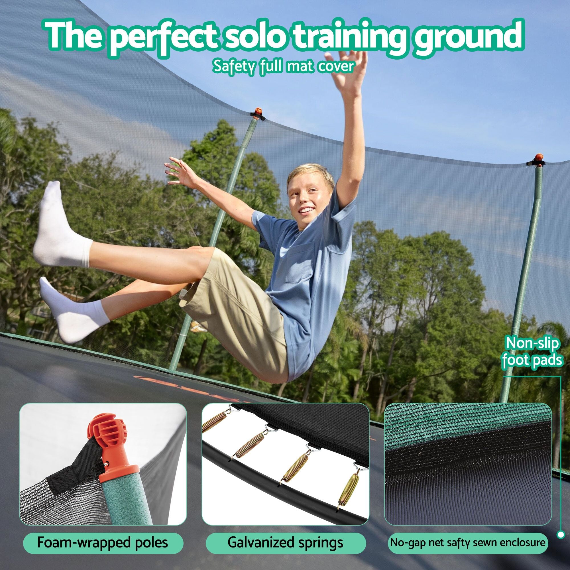 Bestway 14ft Trampoline Kids Rebounder Safety Net Enclosure Outdoor Fitness 4.27m for Ages 6+ BW-TRAMPO-59105