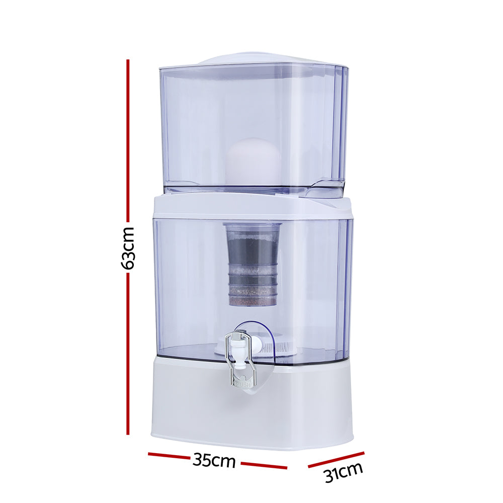 Devanti Benchtop Water Filter 24L Gravity Multi-Stage BPA-Free Home Camping BWF-7SF-24L-WH