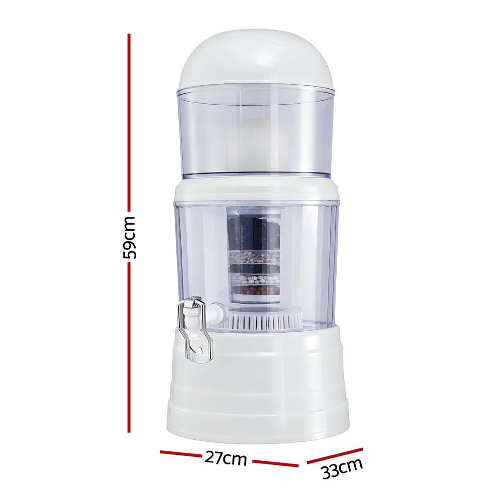 Devanti Benchtop Water Filter 14L Gravity Multi-Stage BPA-Free Home Camping BWF-8SF-14L-WH