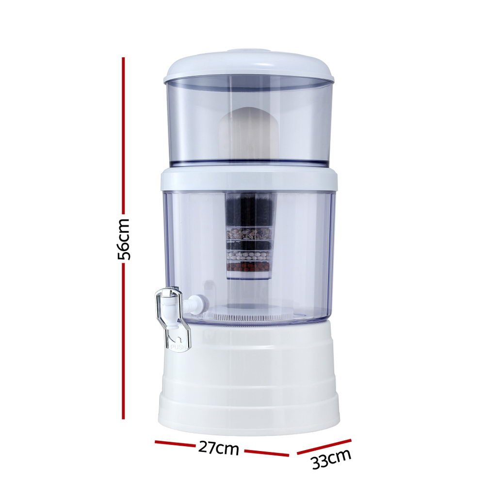 Devanti Benchtop Water Filter 16L Gravity Multi-Stage BPA-Free Home Camping BWF-8SF-16L-WH