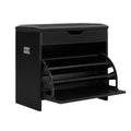Artiss Shoe Cabinet Bench Shoes Storage Rack Organiser Shelf Black 15 Pairs CABINET-8836-BK