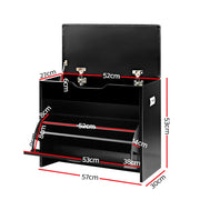 Artiss Shoe Cabinet Bench Shoes Storage Rack Organiser Shelf Black 15 Pairs CABINET-8836-BK
