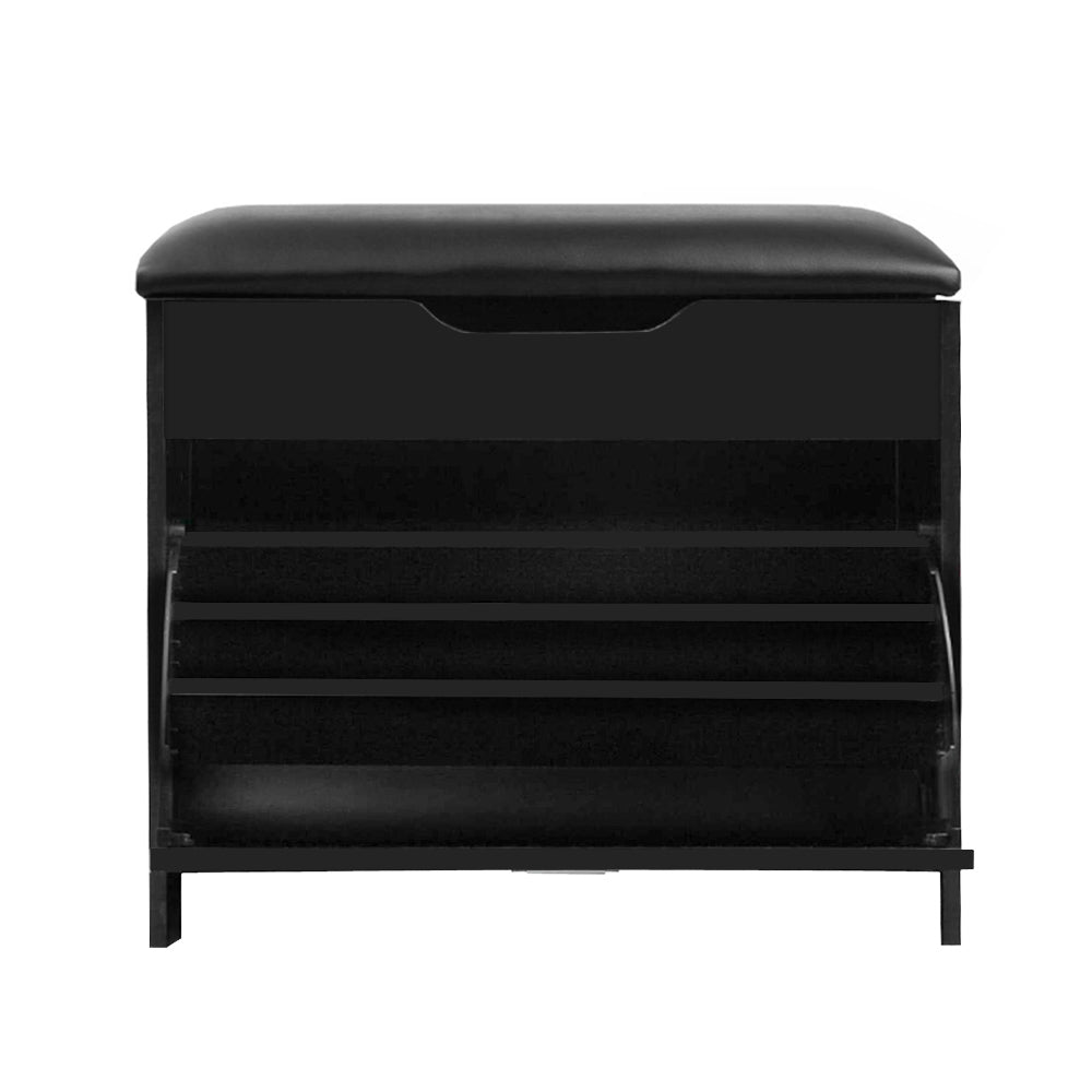 Artiss Shoe Cabinet Bench Shoes Storage Rack Organiser Shelf Black 15 Pairs CABINET-8836-BK