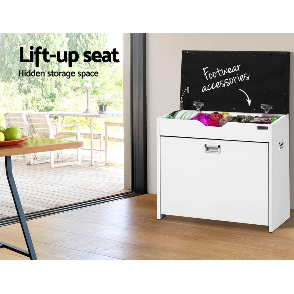 Artiss Shoe Rack Cabinet Bench 3-tier 15 Pairs White CABINET-8836-WH