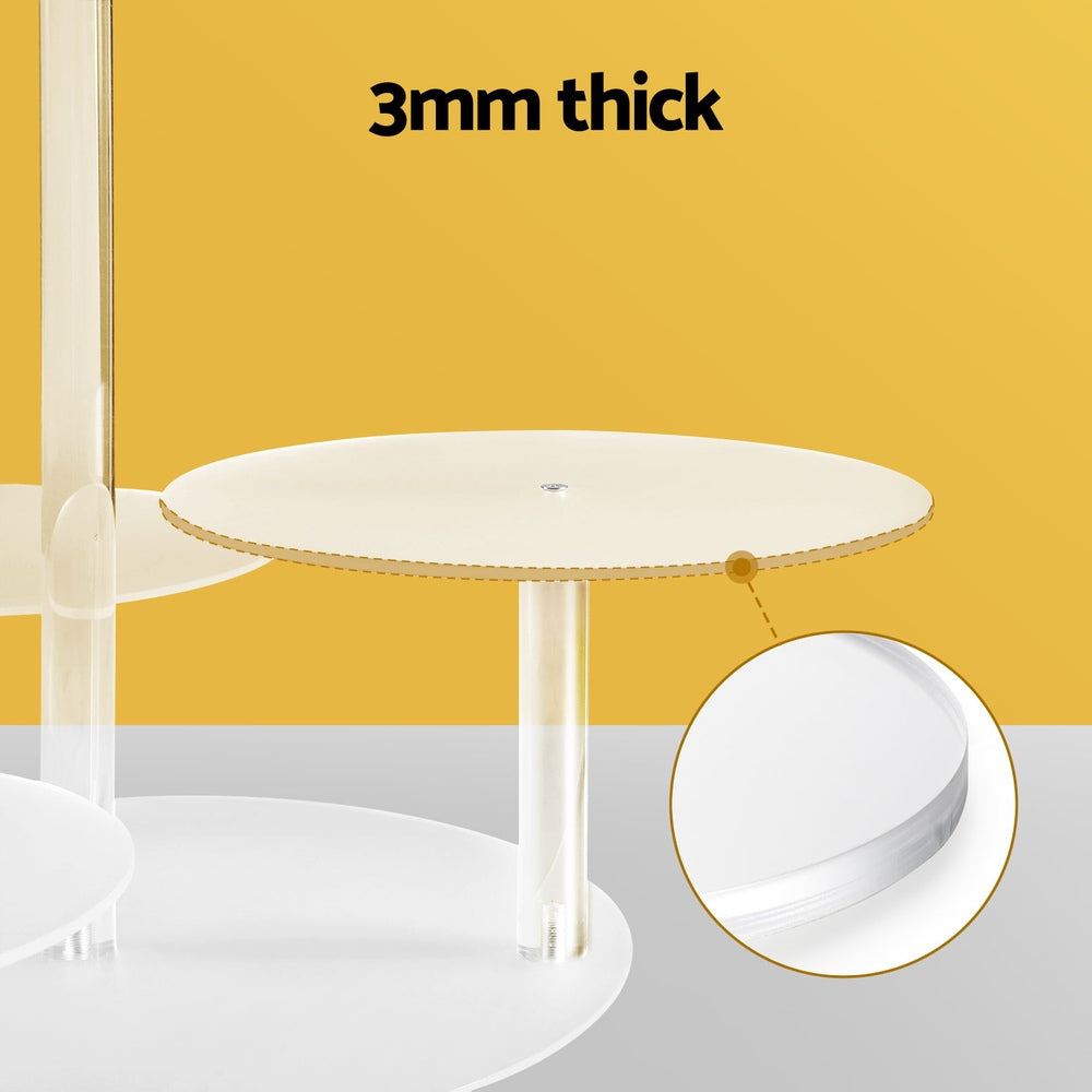5-Star Chef Cake Stand 5 Tiers Acrylic Holder Display Round Clear Wedding Party CAKE-STAND-4T01-ACRY