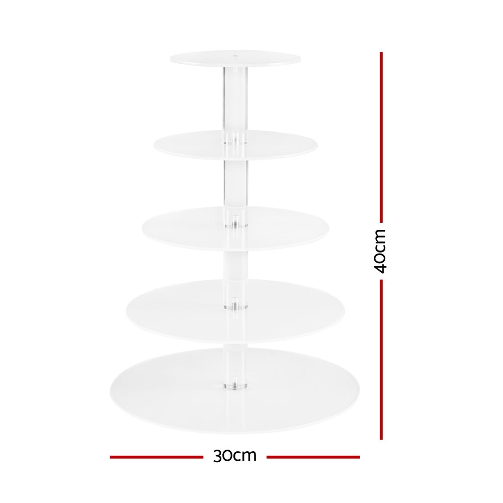 5-Star Chef Cake Stand 5 Tiers Acrylic Holder Display Round Clear Wedding Party CAKE-STAND-5T-ACRY
