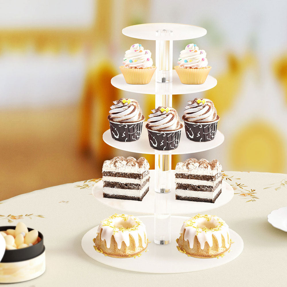 5-Star Chef Cake Stand 5 Tiers Acrylic Holder Display Round Clear Wedding Party CAKE-STAND-5T-ACRY