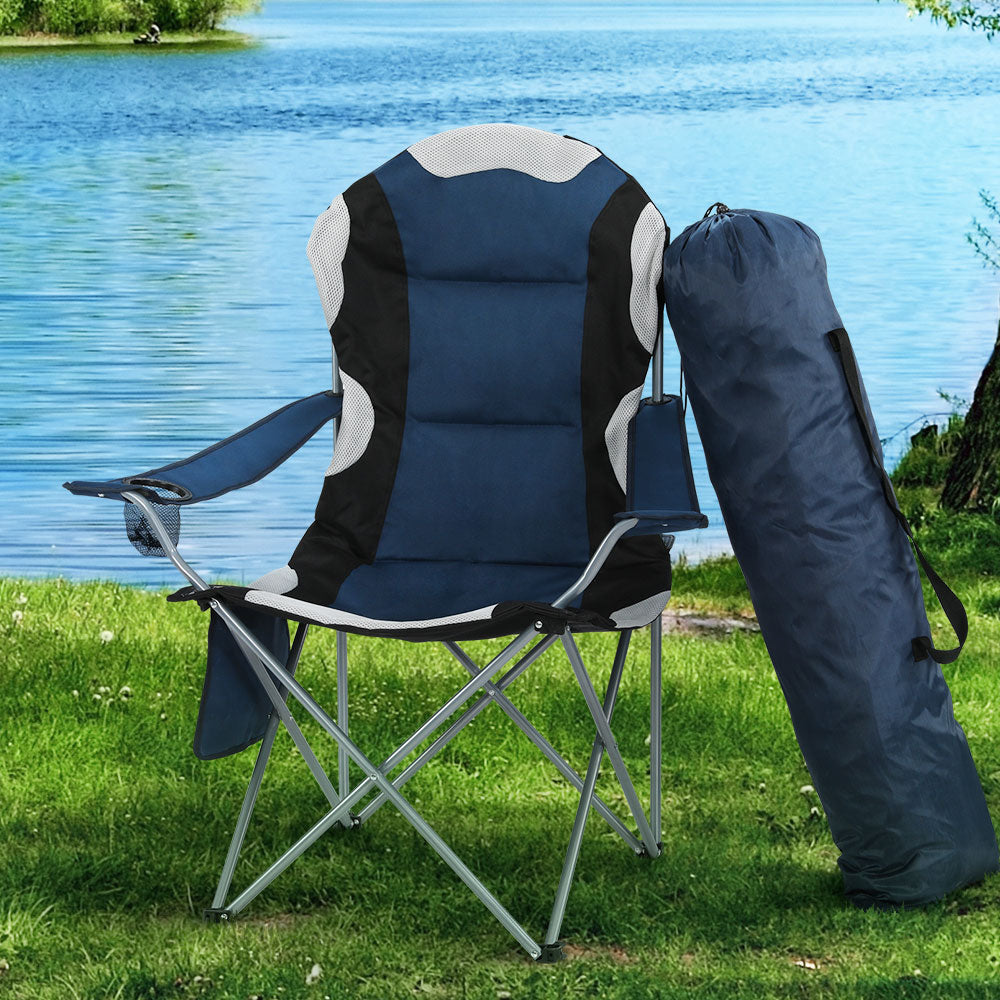 Weisshorn Camping Folding Chair Portable Outdoor Hiking Fishing Picnic Navy 2pcs CAMP-B-C-61-NA-FC2