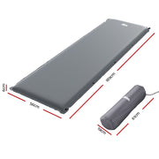 Weisshorn Self Inflating Mattress Camping Sleeping Mat Air Bed Pad Single Grey CAMP-B-MAT-INF-SIN-GREY