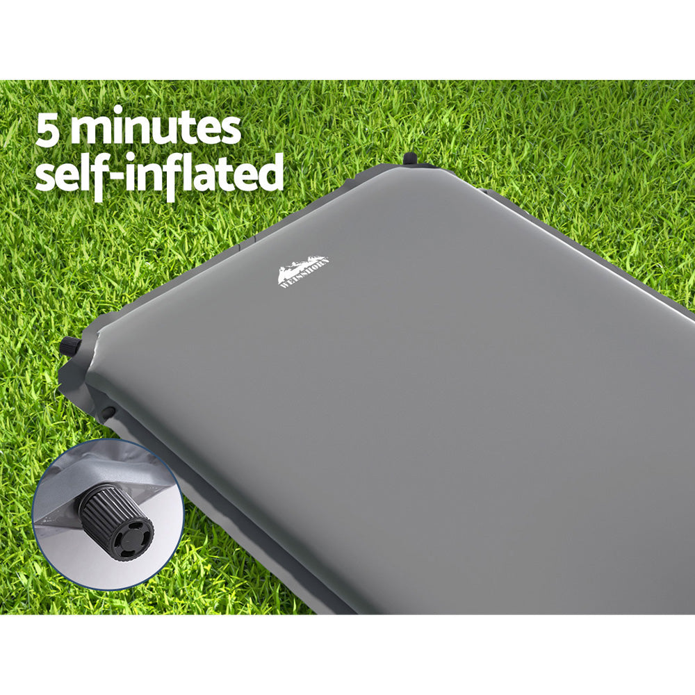 Weisshorn Self Inflating Mattress Camping Sleeping Mat Air Bed Pad Single Grey CAMP-B-MAT-INF-SIN-GREY